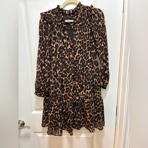 J. Crew Black and Brown Animal Print Dress